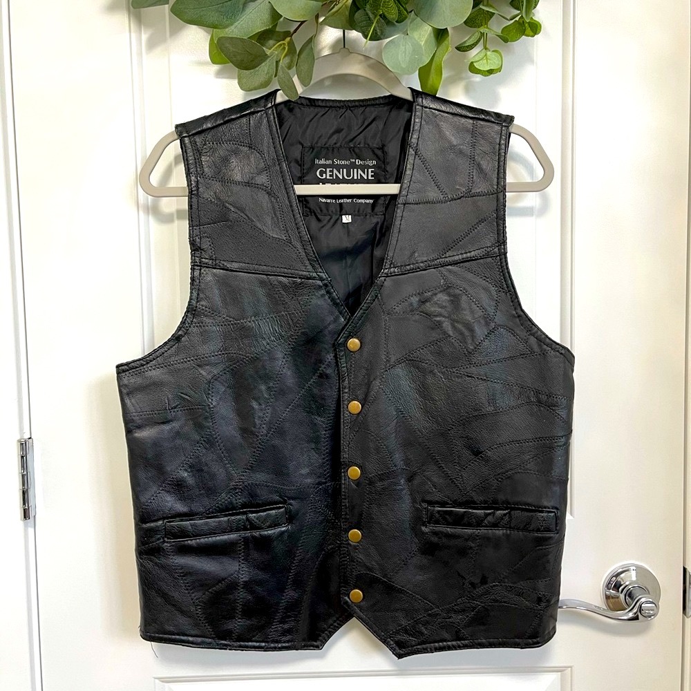 Italian Stone Design Genuine Leather Vest